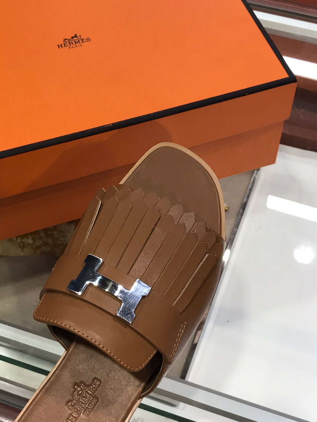 HERMES ROYAL SANDAL CHOCOLATE LAMBSKIN