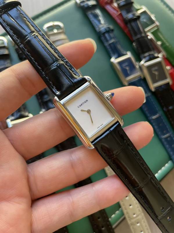 Cartier Tank Watch – White Dial with Black Leather Strap