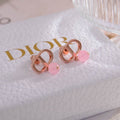 Dior Rose Gold Pink Bead Drop Earrings