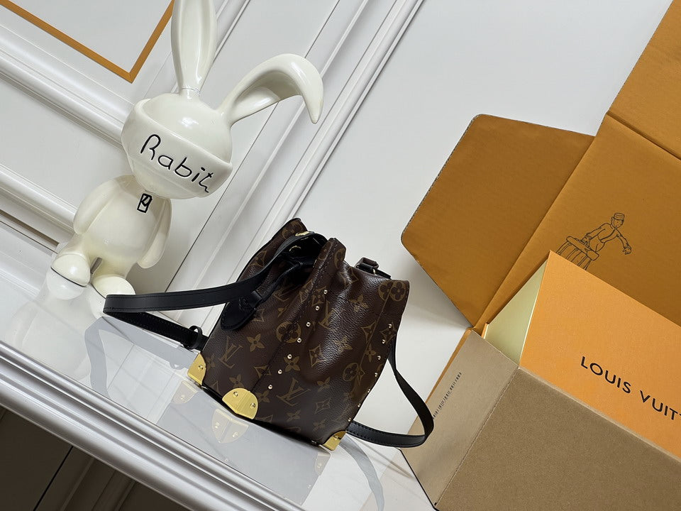 Louis Vuitton Brown Monogram Studded Bucket Bag