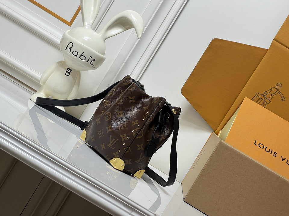 Louis Vuitton Brown Monogram Studded Bucket Bag