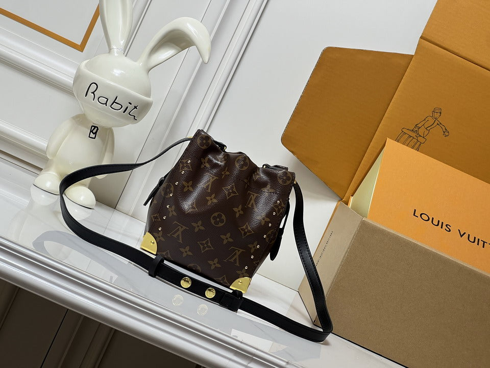 Louis Vuitton Brown Monogram Studded Bucket Bag