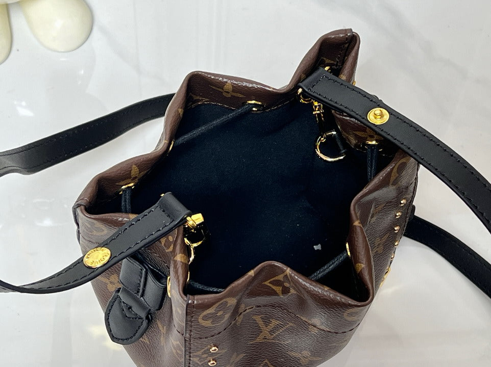 Louis Vuitton Brown Monogram Studded Bucket Bag