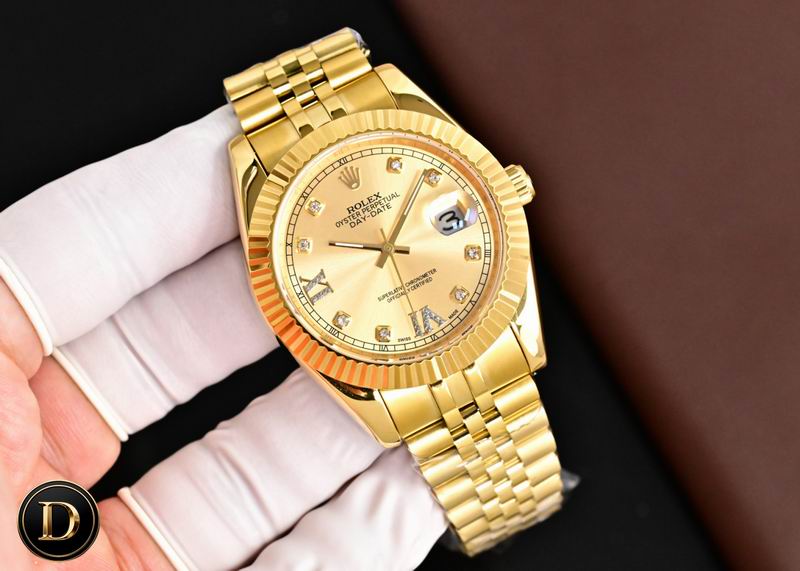 Rolex Oyster Perpetual Gold-Tone Watch with Champagne Diamond-Accent Dial