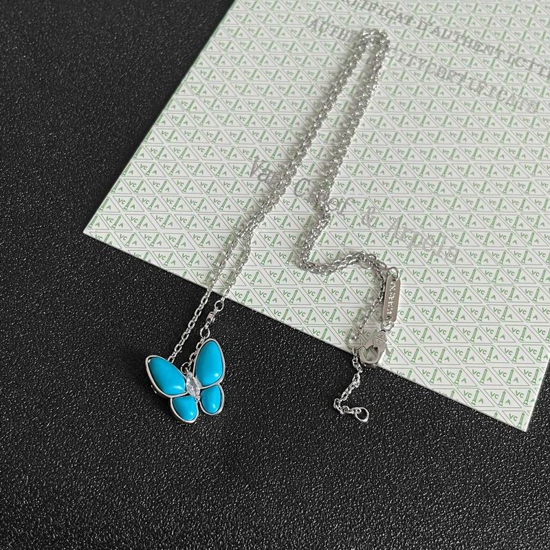 Van Cleef & Arpels Butterfly Pendant Necklace, Turquoise Blue