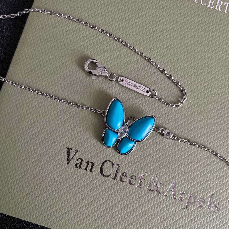 Van Cleef & Arpels Butterfly Pendant Necklace, Turquoise Blue
