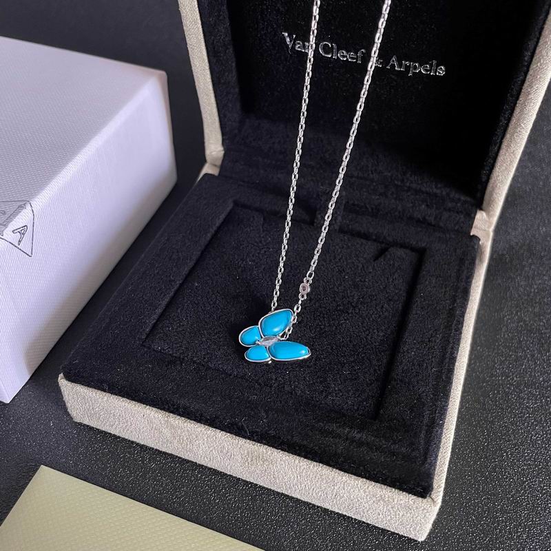 Van Cleef & Arpels Butterfly Pendant Necklace, Turquoise Blue