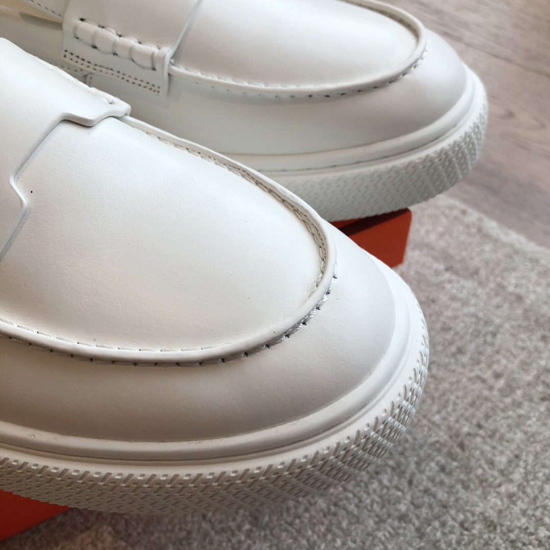 HERMES IKE SLIP-ON SNEAKER WHITE CALFSKIN