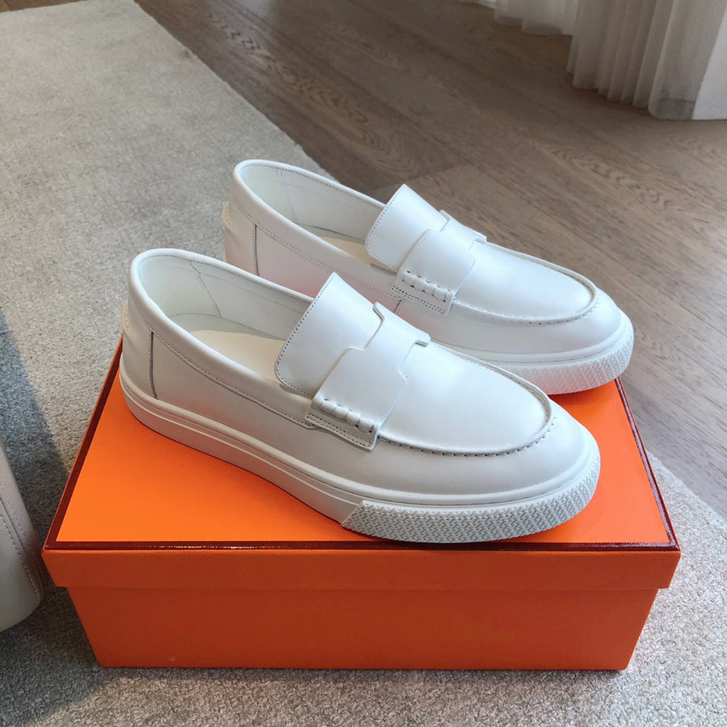 HERMES IKE SLIP-ON SNEAKER WHITE CALFSKIN