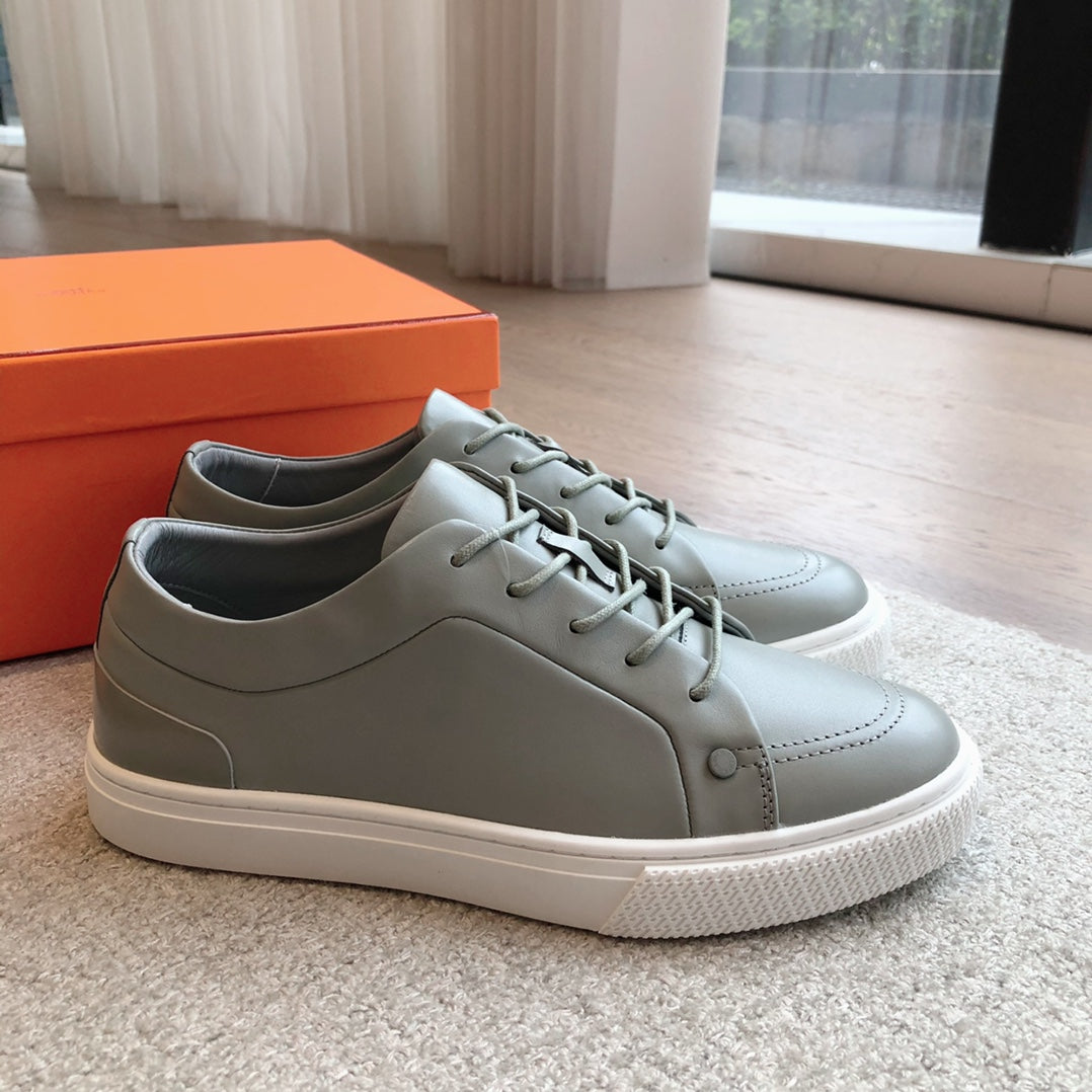 HERMES IRWIN SNEAKER LIGHT GRAY CALFSKIN