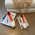 HERMES BOUNCING SNEAKERS WHITE CALFSKIN WITH ORANGE LACES