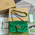 GUCCI MARMONT MEDIUM 26 BAG IN COOL GREEN VELVET