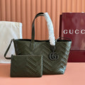 GUCCI 26S  MARMONT TOTE BAG 30 IN MOSS GREEN CALFSKIN